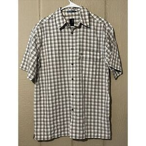 Aigle Actimum Shirt Mens Checkered Short Sleeve Button Up‎ Rayon Blend Men's Med